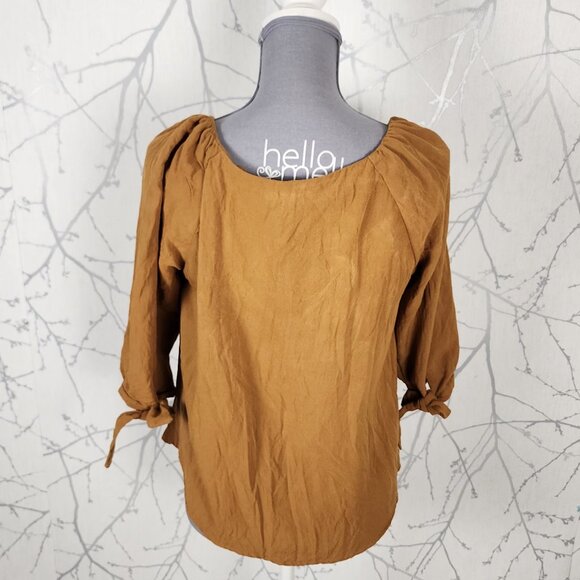 Hayden LA Mustard Yellow Puff Sleeve Peasant Blouse - Picture 3 of 5